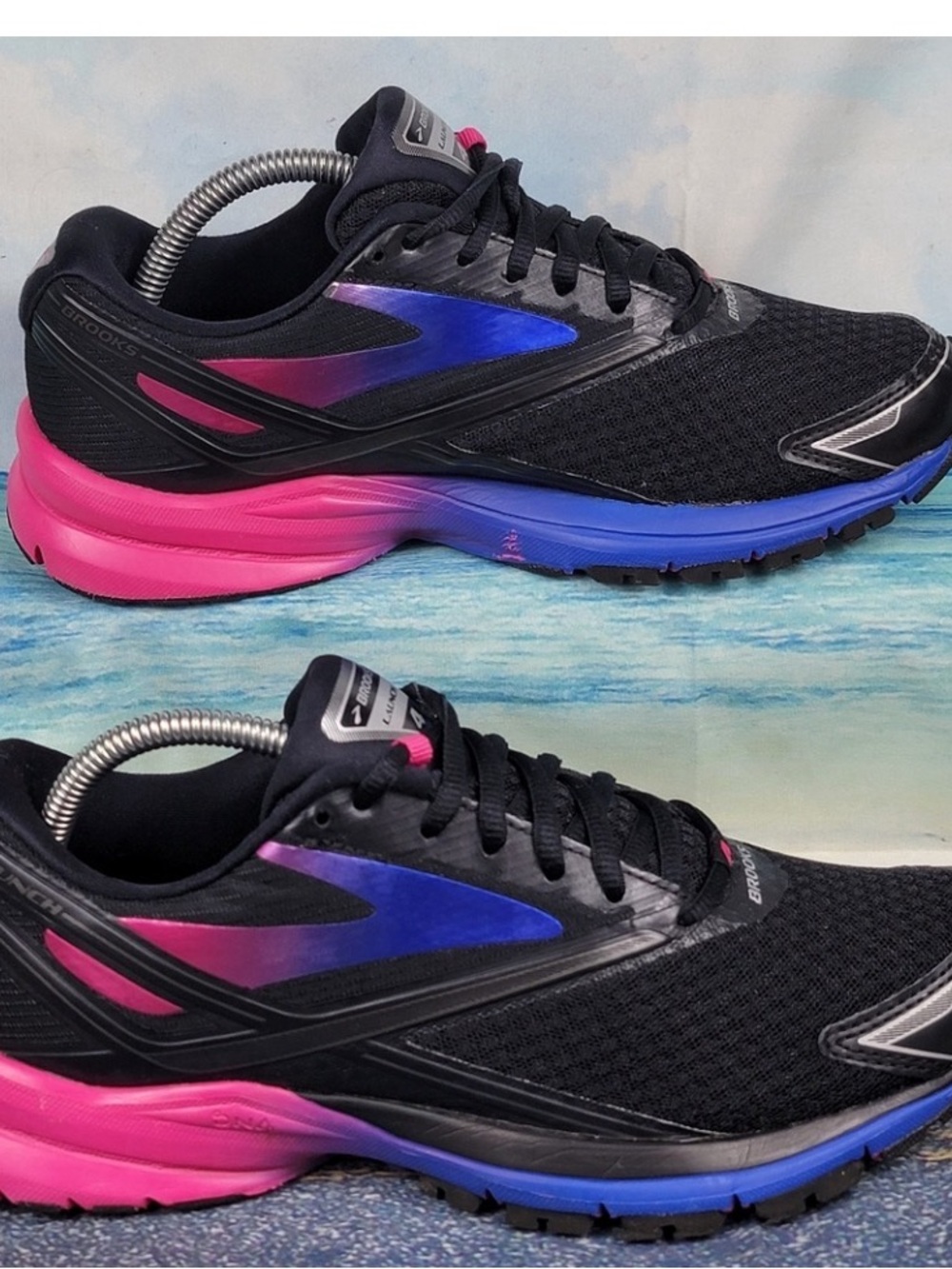 Brooks Women's Black Running Shoes with Pink and Blue Gradient